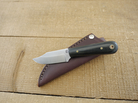 LT Wright Knives: Frontier Trapper (Saber Grind) Fixed Blade Camping Knife w/ Black Canvas Micarta Handle