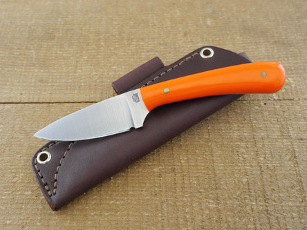 LT Wright Knives: Frontier Valley (Flat Grind) Fixed Blade Camping Knife w/ Orange G10 Handle