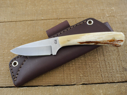 LT Wright Knives: Frontier Valley (Saber Grind) Fixed Blade Camping Knife w/ Dyed Bone Handle - 1