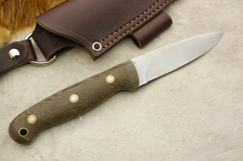 LT Wright Knives: GNS AEB-L Stainless Steel (Convex Grind) Fixed Blade Bushcraft Knife w/ Green Canvas Micarta Handle - Matte Finish LT Wright Knives: GNS AEB-L Stainless Steel (Convex Grind) Fixed Blade Bushcraft Knife w/ Green Canvas Micarta Handle - Matte Finish