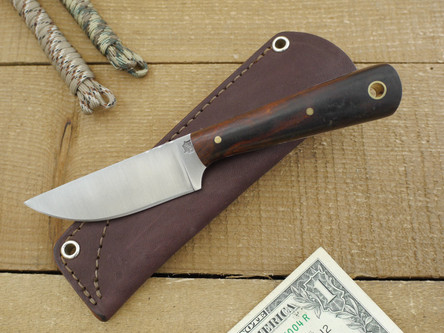 LT Wright Knives: Hunter Pro Elite (Flat Grind) Fixed Blade Knife w/ Desert Ironwood Handle & Fancy Jimping - 6