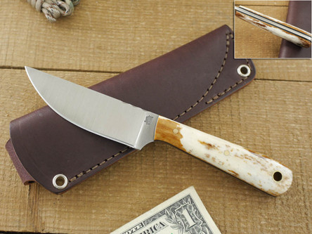 LT Wright Knives: Hunter Pro Elite (Flat Grind) Fixed Blade Knife w/ Dyed Bone Handle Black Liners & Fancy Jimping - 2