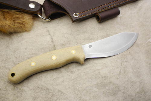 LT Wright Knives: JX2 Jessmuk (Scandi Grind) Fixed Blade Knife w/ Snakeskin Micarta Handle - Matte Finish LT Wright Knives: JX2 Jessmuk (Scandi Grind) Fixed Blade Knife w/ Snakeskin Micarta Handle - Matte Finish