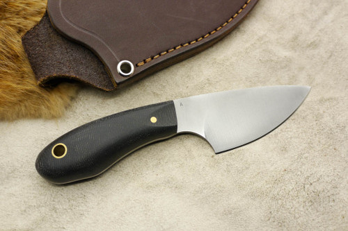 LT Wright Knives: JX3 (Convex Grind) Fixed Blade Knife w/ Black Canvas Micarta Handle - Matte Finish