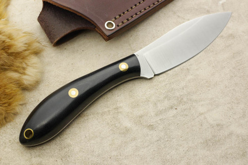 LT Wright Knives: Large Northern Hunter (AEB-L Steel) Flat Grind Black Canvas Micarta Handle LT Wright Knives: Large Northern Hunter (AEB-L Steel) Flat Grind Black Canvas Micarta Handle