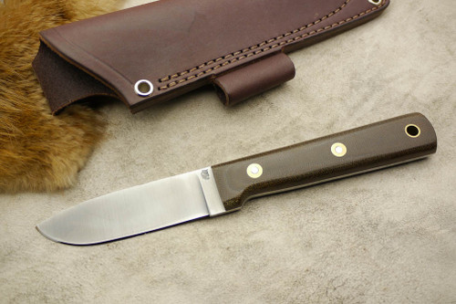 LT Wright Knives: Maverick Scout (Flat Grind) Fixed Blade Knife w/ Green Canvas Micarta Handle