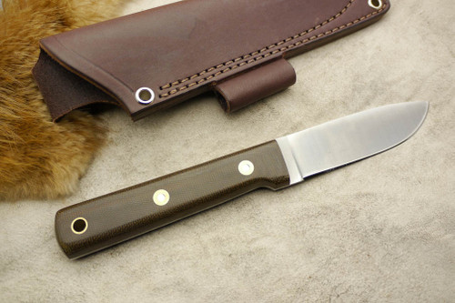 LT Wright Knives: Maverick Scout (Flat Grind) Fixed Blade Knife w/ Green Canvas Micarta Handle