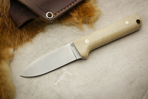 LT Wright Knives: Next Gen (Flat Grind) Fixed Blade Bushcraft Knife w/ Snakeskin Micarta Handle - Matte Finish