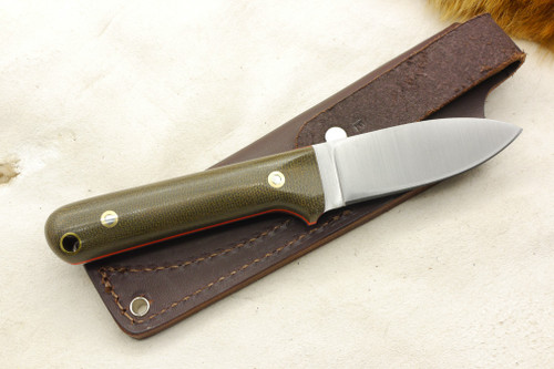 LT Wright Knives: Next Gen (Flat Grind) Fixed Blade Knife w/ Green Canvas Micarta Handle - Orange Liners LT Wright Knives: Next Gen (Flat Grind) Fixed Blade Knife w/ Green Canvas Micarta Handle - Orange Liners