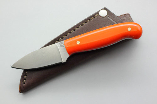LT Wright Knives: Patriot (Flat Grind) Fixed Blade Knife w/ Blaze Orange G10 Handle - Polished Finish
