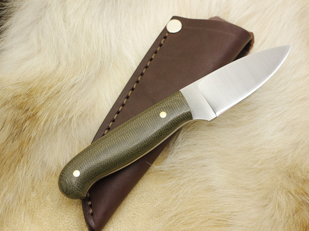 LT Wright Knives Patriot -Flat Grind - Green Canvas Micarta Handle - Polished Finish