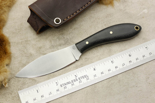 LT Wright Knives: Small Northern Hunter (AEB-L Steel) Flat Grind Fixed Blade Knife w/ Black Canvas Micarta Handle - Matte Finish