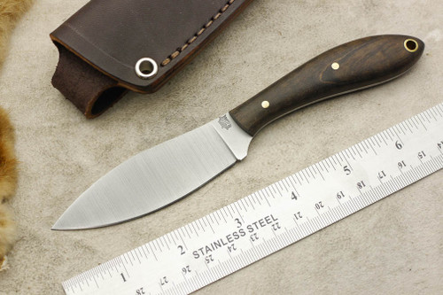 LT Wright Knives: Small Northern Hunter (AEB-L Steel) Flat Grind Fixed Blade Knife w/ Dark Maple Handle - 3