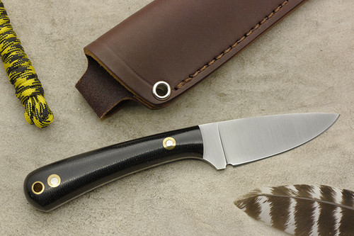 LT Wright Knives: Small Workhorse (Flat Grind) Fixed Blade Knife w/ Black Canvas Micarta Handle