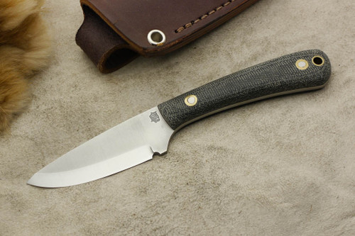 LT Wright Knives: Small Workhorse (Scandi Grind) Fixed Blade Knife w/ Black Canvas Micarta Handle - Matte Finish