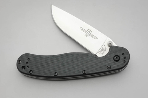 Ontario RAT Model 1 Folding Knife, 3.6" Stainless Satin Blade, Black Nylon Handle - 8848SP