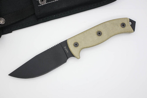 Ontario RAT-5, 4.4" Black 1095 Fixed Blade, Wilderness Survival Knife w/ Micarta Handle & Nylon MOLLE Sheath