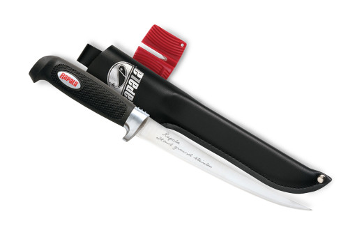 Rapala: 6" Blade Soft Grip Fillet Knife With Leatherette Belt Sheath & Sharpener