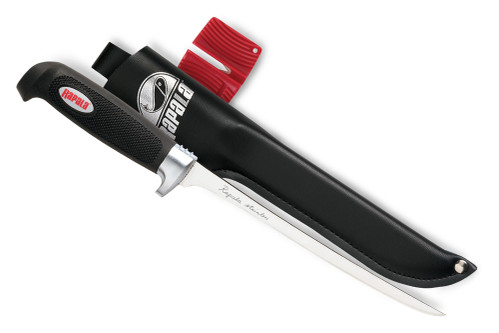 Rapala: 7 1/2" Blade Finn Thinn Soft Grip Fillet Knife With Leatherette Belt Sheath & Sharpener