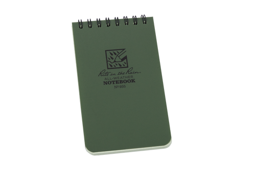 RIR-OD 3x5 Rite In The Rain Spiral Top All Weather Survival Notebook - GREEN RIR-OD 3x5 Rite In The Rain Spiral Top All Weather Survival Notebook - GREEN