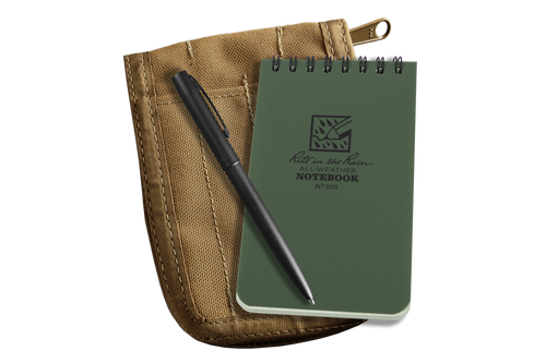 Rite In The Rain - 3" X 5" - Pen, Notebook, Cover All Weather Survival Kit - Green Notebook / Tan Cover