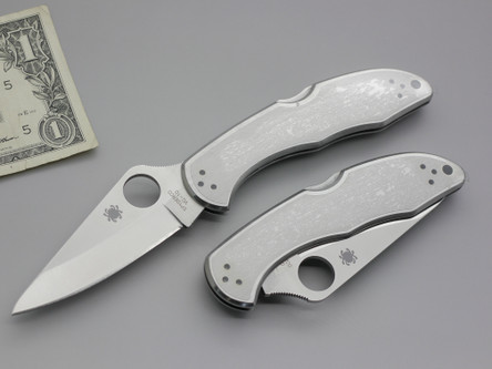 Spyderco Knives: Delica 4 (Hollow Grind) Folding Pocket Knife w/ Brushed Stainless Steel Handle