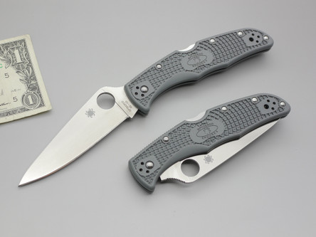 Spyderco Knives: Endura 4 (Full Flat Grind) Folding Pocket Knife w/ Gray Textured Fiberglass Reinforced Nylon Handle