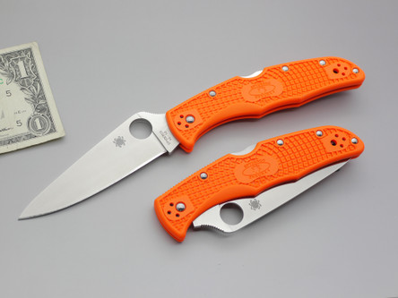 Spyderco Knives: Endura 4 (Full Flat Grind) Folding Pocket Knife w/ Orange Textured Fiberglass Reinforced Nylon Handle