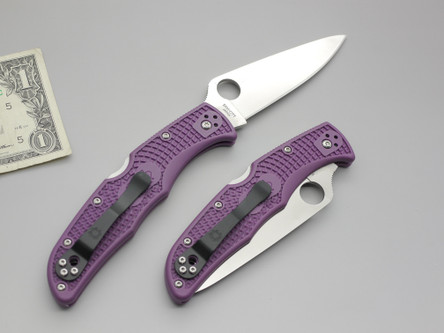 Spyderco Knives: Endura 4 (Full Flat Grind) Folding Pocket Knife w/ Purple Textured Fiberglass Reinforced Nylon Handle