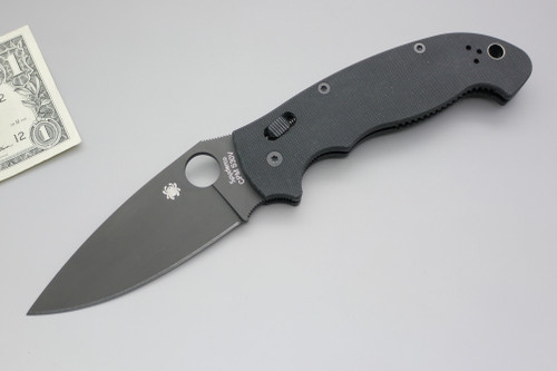 Spyderco Knives: Manix 2 XL (Full Flat Grind Black Blade) Folding Pocket Knife w/ Black Textured G10 Handle