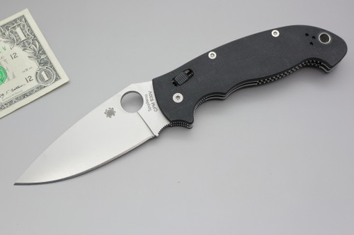 Spyderco Knives: Manix 2 XL (Full Flat Grind) Folding Pocket Knife w/ Black Textured G10 Handle