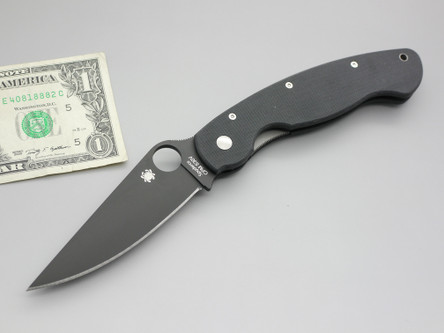 Spyderco Knives: Military (Full Flat Grind Black Blade) Folding Pocket Knife w/ Black Textured G10 Handle Spyderco Knives: Military (Full Flat Grind Black Blade) Folding Pocket Knife w/ Black Textured G10 Handle