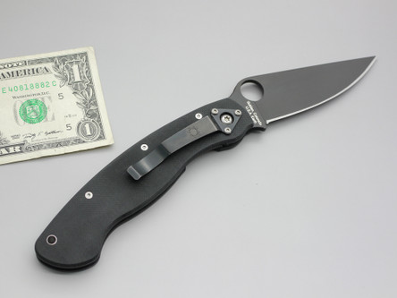 Spyderco Knives: Military (Full Flat Grind Black Blade) Folding Pocket Knife w/ Black Textured G10 Handle Spyderco Knives: Military (Full Flat Grind Black Blade) Folding Pocket Knife w/ Black Textured G10 Handle