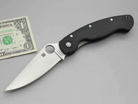 Spyderco Knives: Military (Full Flat Grind) Folding Pocket Knife w/ Black Textured G10 Handle