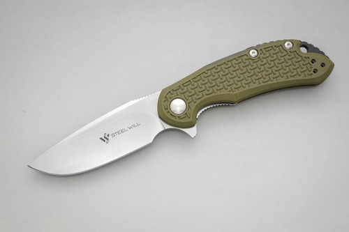 Steel Will Cutjack MINI C22M-1OD Folding Blade - Satin 3" D2 Steel Blade - OD Green FRN Handle