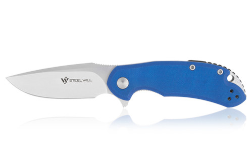 Steel Will Knives Cutjack C22-2BK Folding Blade - Blue G10 Handle Handle - Satin 3.5" M390 Steel Blade