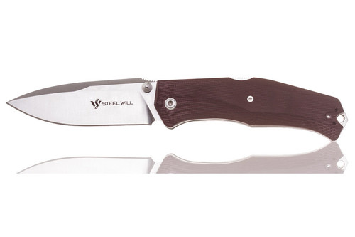 Steel Will Knives Gekko 1552 Folding Blade - Maroon Canvas Micarta Handle - Satin 3.50" Blade
