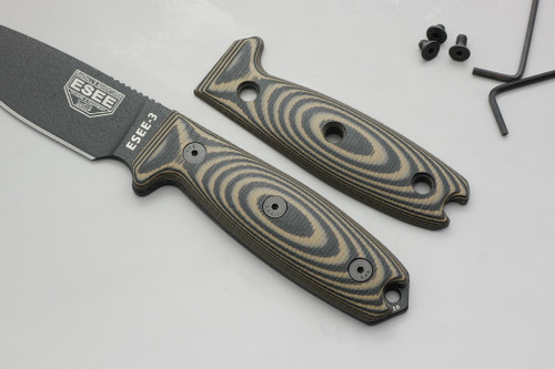 TKC: COMPACT G10 Handle for ESEE 3 / ESEE 4 - Brown & Black TKC: COMPACT G10 Handle for ESEE 3 / ESEE 4 - Brown & Black