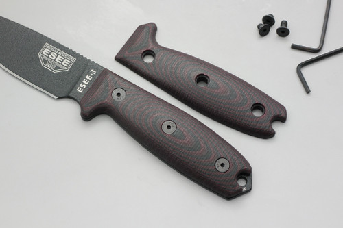 TKC: COMPACT G10 Handle for ESEE 3 / ESEE 4 - Red & Black TKC: COMPACT G10 Handle for ESEE 3 / ESEE 4 - Red & Black