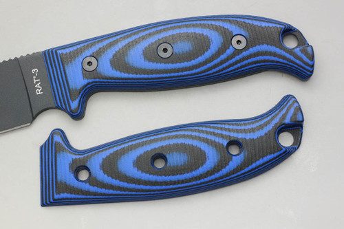 TKC: EXTENDED G10 Handle for Ontario RAT-3 - Blue & Black TKC: EXTENDED G10 Handle for Ontario RAT-3 - Blue & Black