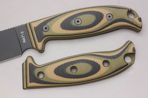 TKC: EXTENDED G10 Handle for Ontario RAT-3 - Mil Spec Camo