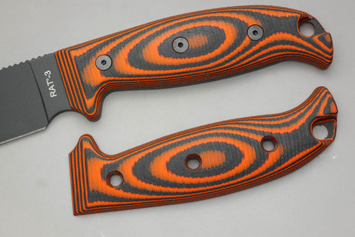 TKC: EXTENDED G10 Handle for Ontario RAT-3 - Tigerstripe, 2X2 TKC: EXTENDED G10 Handle for Ontario RAT-3 - Tigerstripe, 2X2
