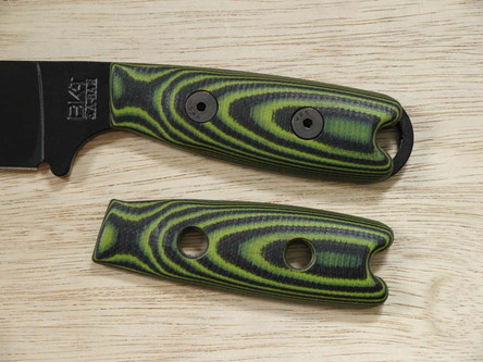 TKC: G10 Handle for Becker BK14, 24 - Neon Green & Black, 2X2 TKC: G10 Handle for Becker BK14, 24 - Neon Green & Black, 2X2