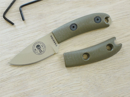 ESCANHDLCNV Esee Candiru Knife Handle Scales Green Micarta