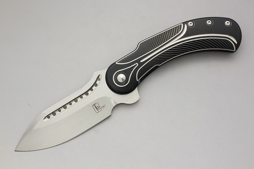 Todd Begg Knives - Field Marshall Folding Blade - Flipper - Black & Silver Titanium Handle - Satin Silver 4" Blade - FM223
