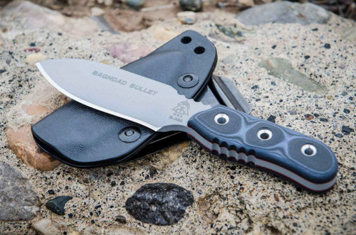 TOPS Knives Baghdad Bullet, BAGD-03  - Tactical Gray Blade - Blue and Black G10 Handle TOPS Knives Baghdad Bullet, BAGD-03  - Tactical Gray Blade - Blue and Black G10 Handle