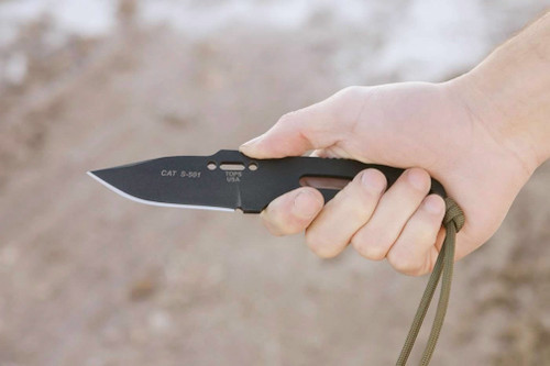 TOPS Knives C.A.T., 201 - Hunter Point - Black Traction Coated Blade - Skeletonized Handle TOPS Knives C.A.T., 201 - Hunter Point - Black Traction Coated Blade - Skeletonized Handle