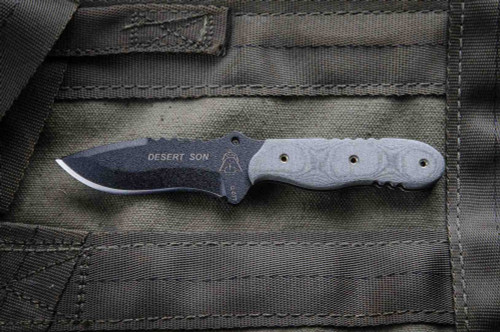 TOPS Knives Desert Son, DSON-01 - Black Traction Coated 3" Blade - Black Linen Micarta Handle TOPS Knives Desert Son, DSON-01 - Black Traction Coated 3" Blade - Black Linen Micarta Handle