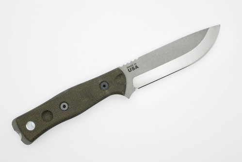 TOPS Knives Fieldcraft 154CM Stainless (By Brothers of Bushcraft), BROS-154-GCM - Tumble Finished 4.75" Blade - Green Canvas Micarta Handle