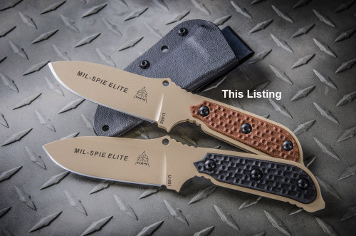 TOPS Knives Mil-Spie Elite - 1095 Steel - Tan Blade - Tan Canvas Micarta Scales TOPS Knives Mil-Spie Elite - 1095 Steel - Tan Blade - Tan Canvas Micarta Scales